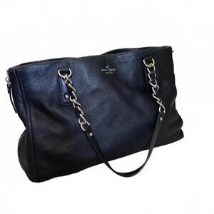 Kate Spade Black Pebble Andee Leather Shoulder Bag Tote Gold Chain Straps